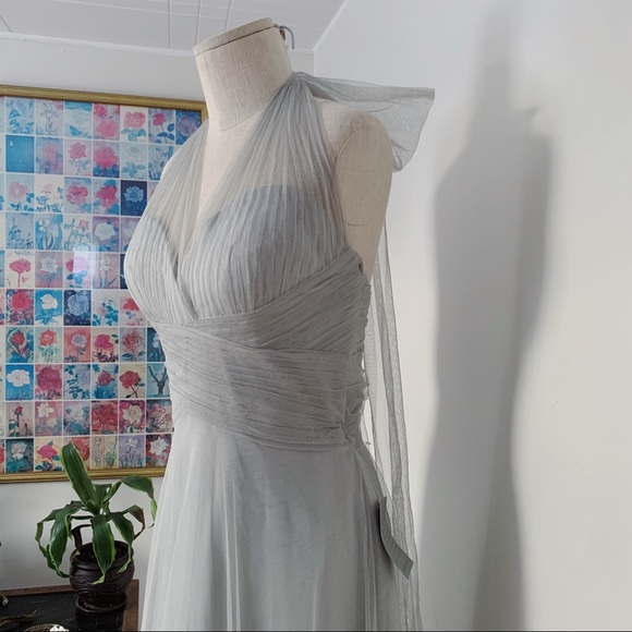 ⭐️NWT (Reposh) Nordstrom formal Pale Sage Halter Mesh Gown - Picture 5 of 14